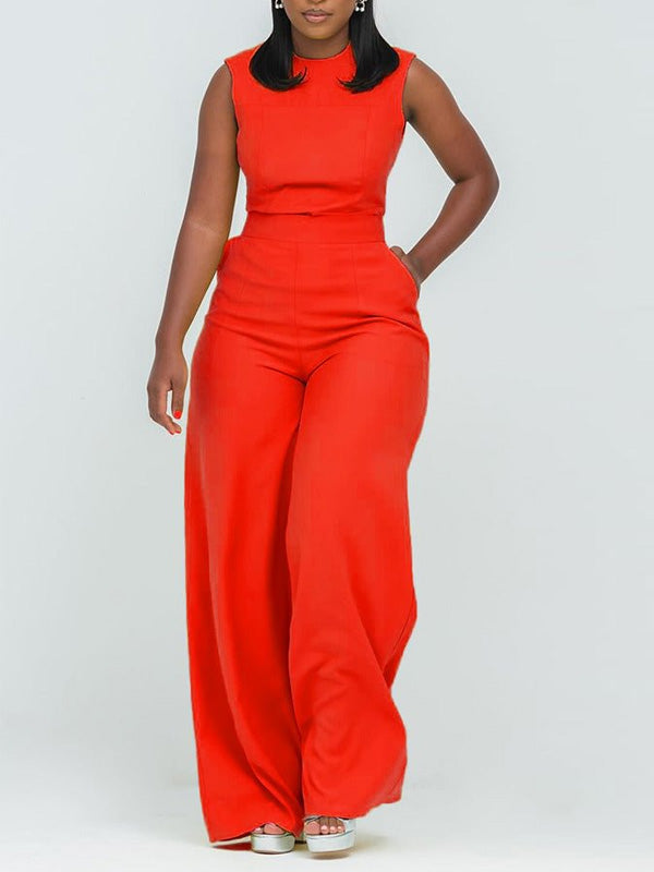 Solid Sleeveless Jumpsuit