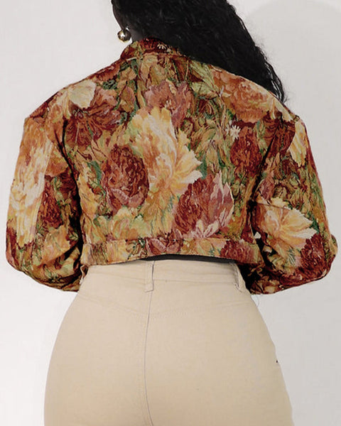 Printed Button-Front Jacket
