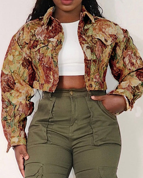 Printed Button-Front Jacket