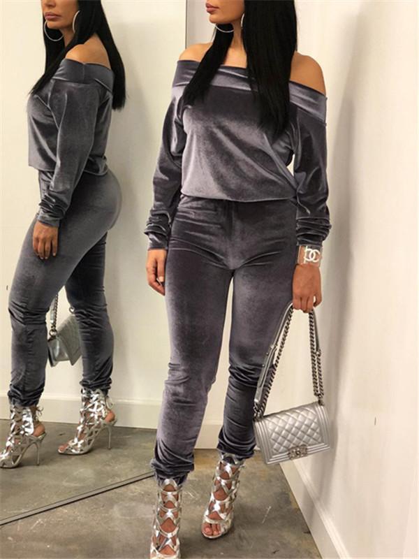 mangocouture Off Shoulder Velvet Co-ord