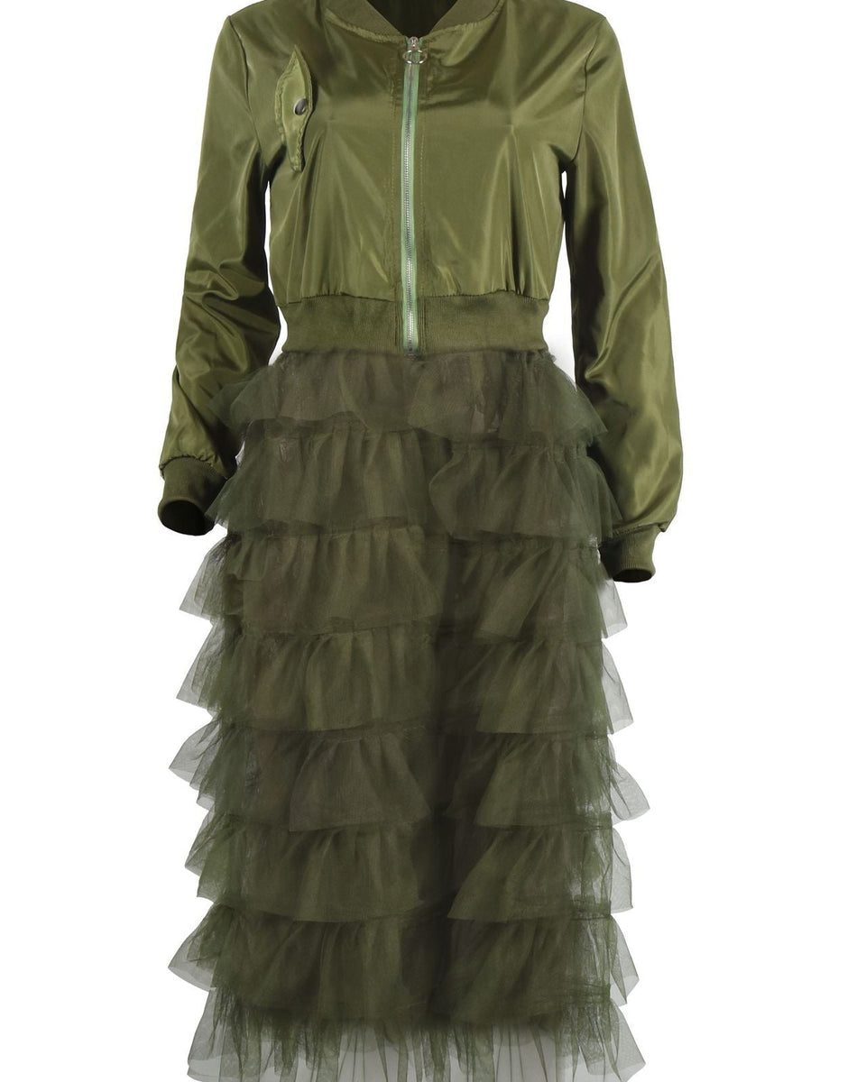 Frilled Mesh Combo Jacket