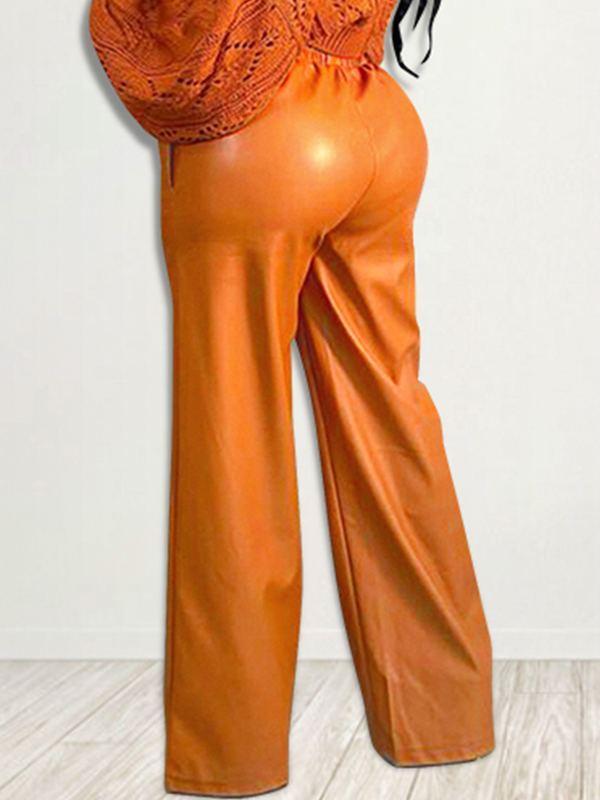 Mangocouture Faux-Leather Wide-Leg Pants
