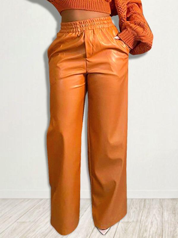Mangocouture Faux-Leather Wide-Leg Pants