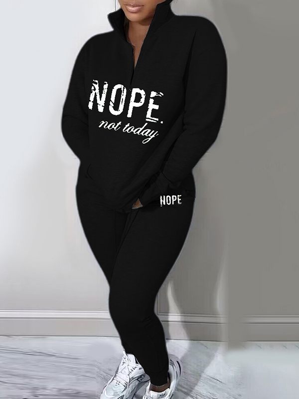 mangocouture Letter Quarter-zip Sweatshirt Set