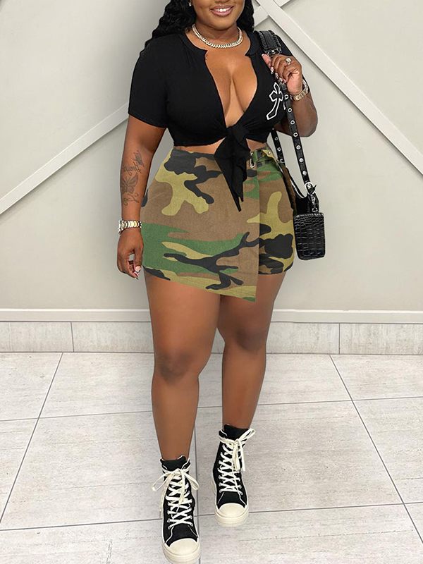 Draped Camo Shorts