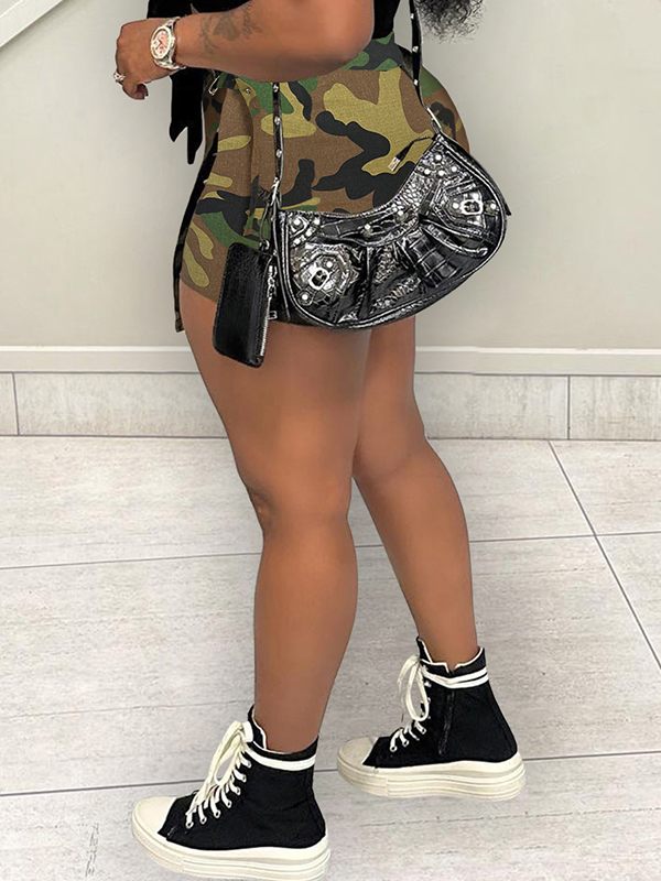 Draped Camo Shorts