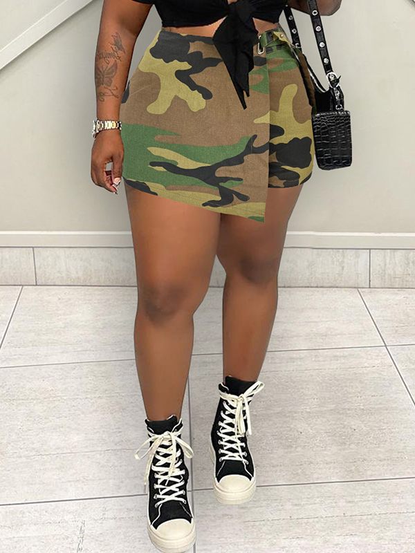 Draped Camo Shorts